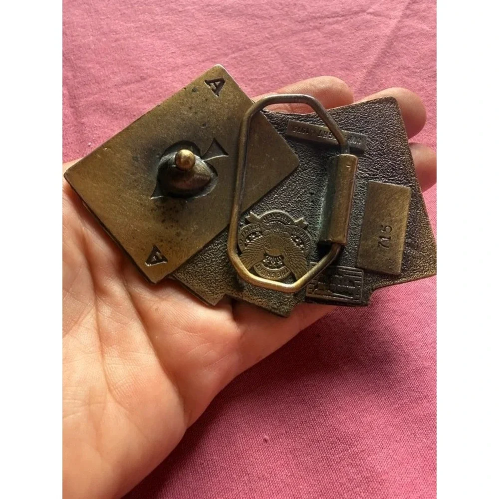 Great American Buckle Royal Flush Playing Cards Brass Belt Buckle
